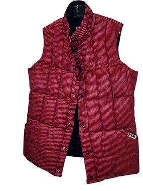 Puffa made in England red blue striped puffer vest jacket L